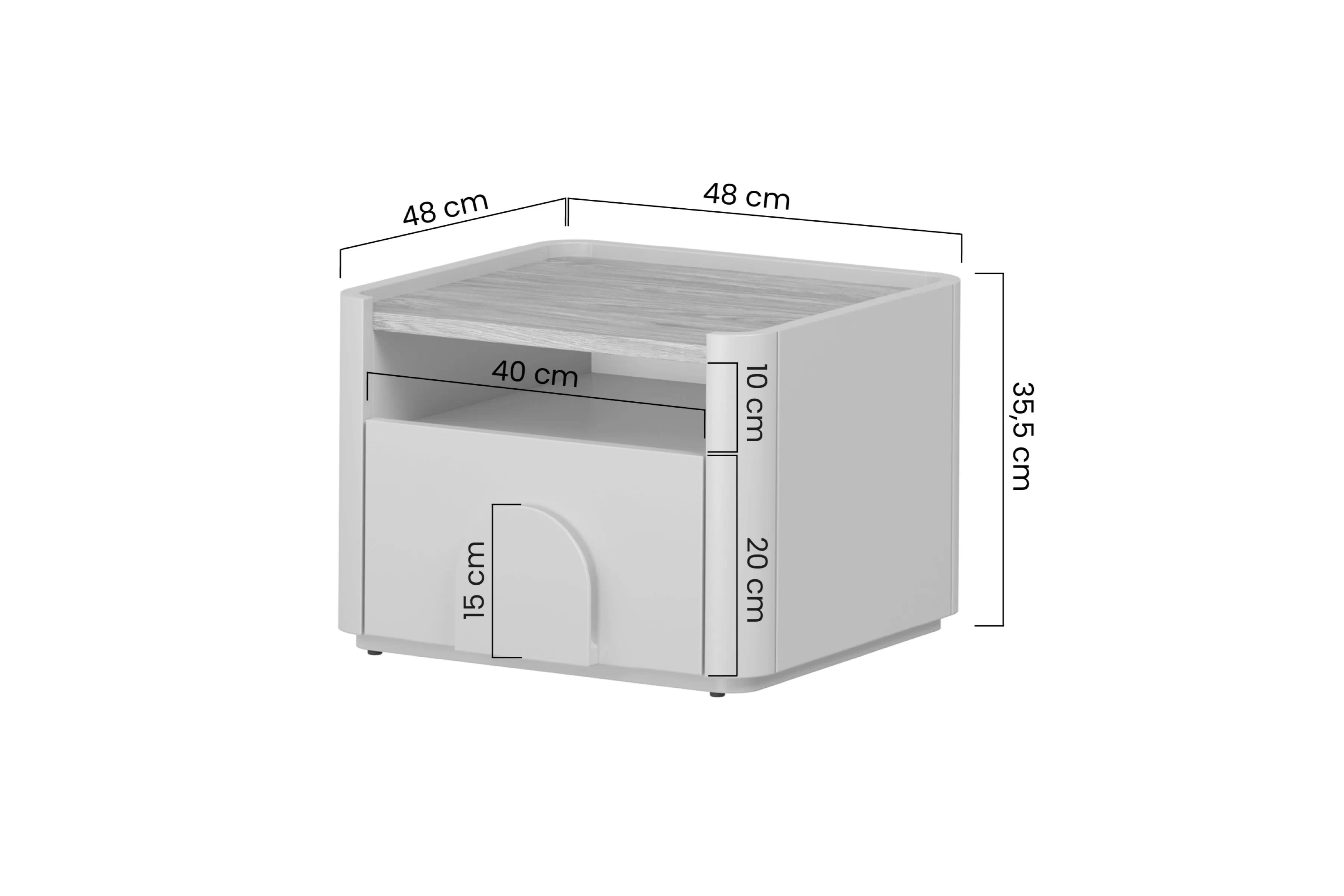 Noční stolek Amilio z szuflada 50 cm - kašmír / dub olejowany / Úchytky kašmír