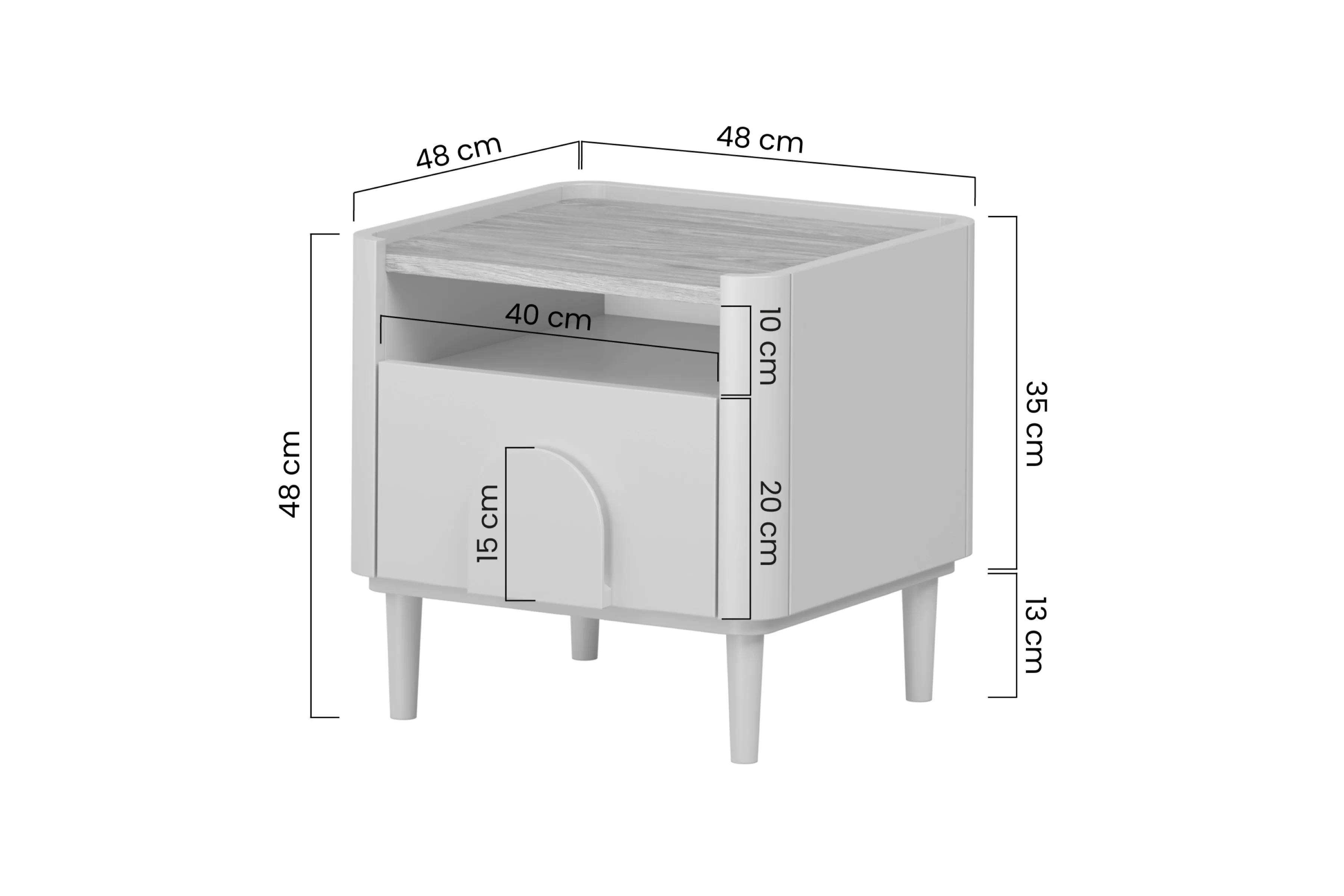 Noční stolek Amilio z szuflada 50 cm na nožkách - kašmír / dub olejowany / Úchytky světlý dub