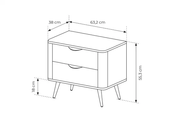 Noční stolek Edrin 63 cm se zásuvkami - dub dunin / černá