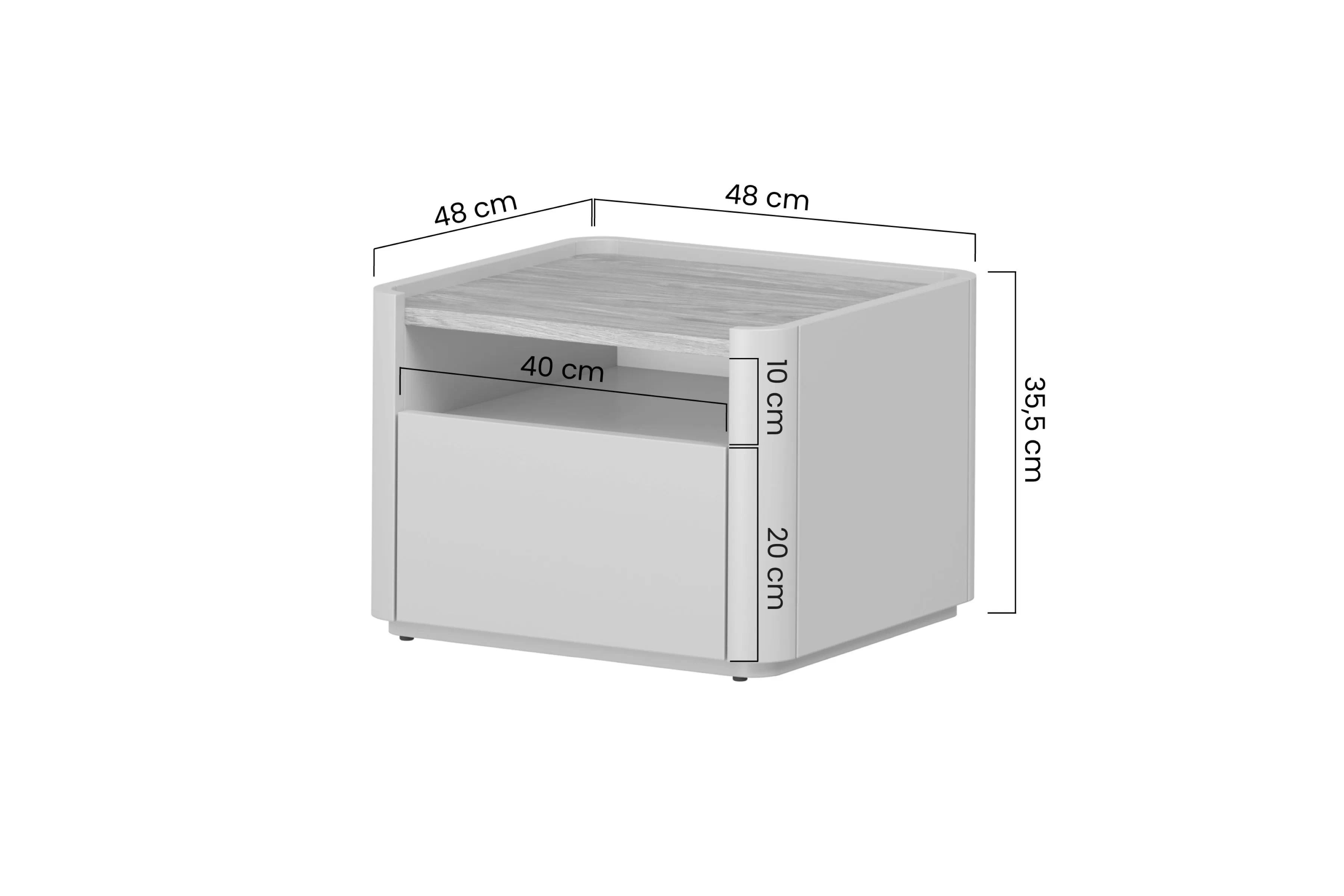 Noční stolek Elivo 50 cm z szuflada - eukaliptus / dub baltic dune