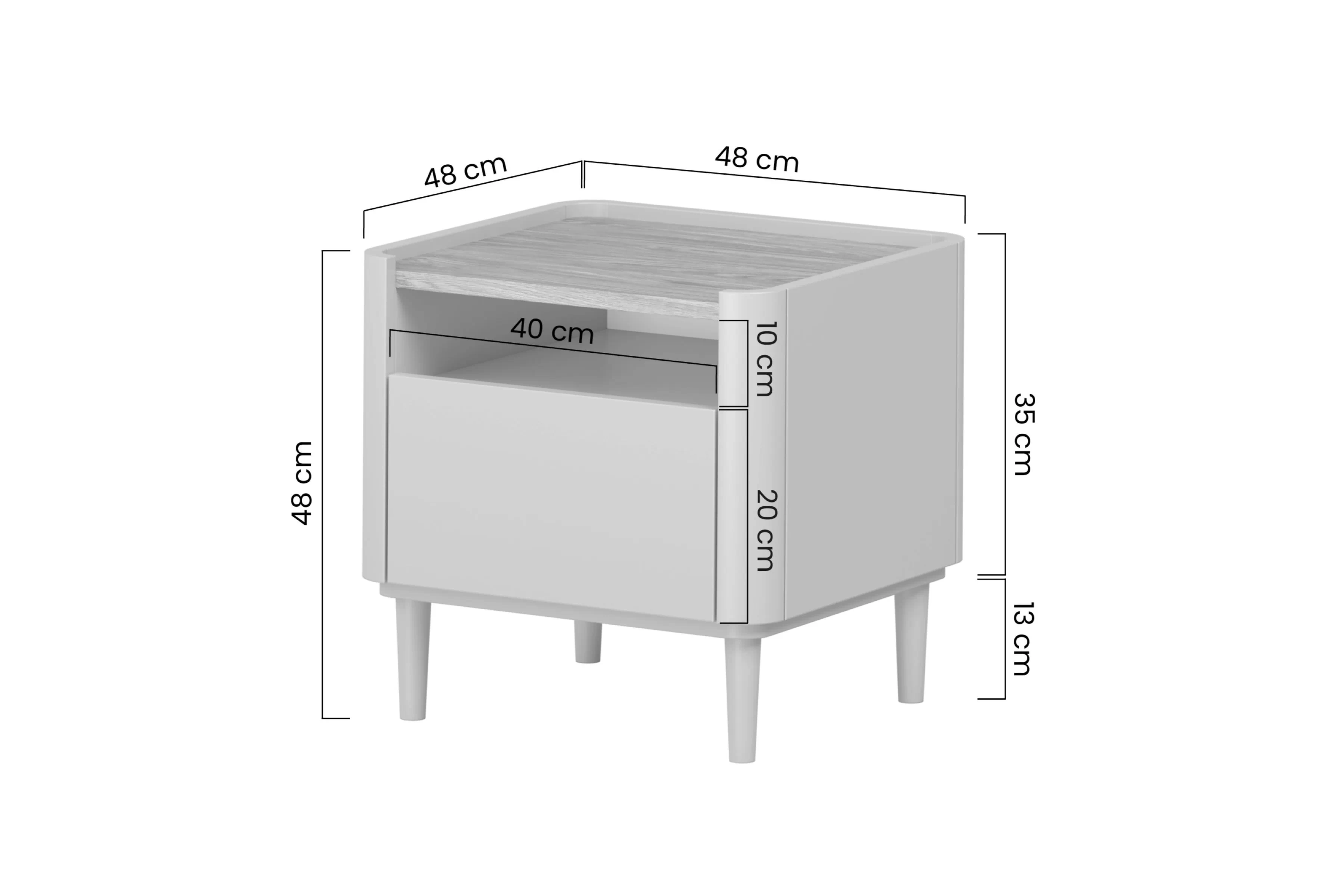 Noční stolek Elivo 50 cm z szuflada na nožkách - eukaliptus / dub baltic dune