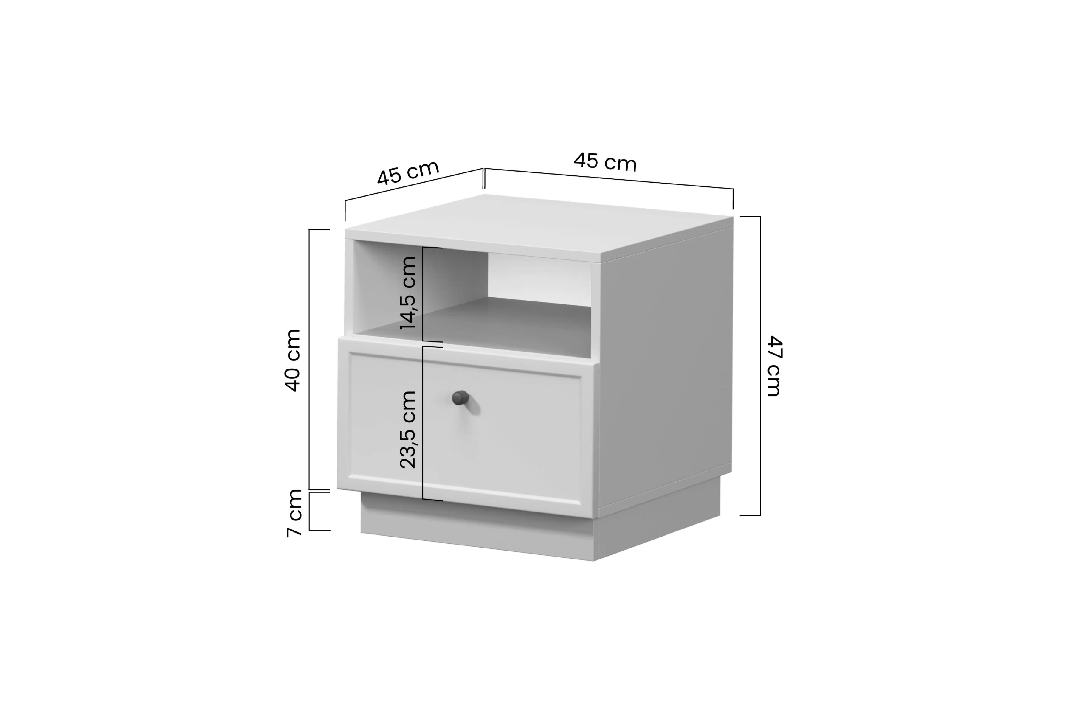 Noční stolek Lorini z szuflada 45 cm - kašmír / černá uchwyt T-bar