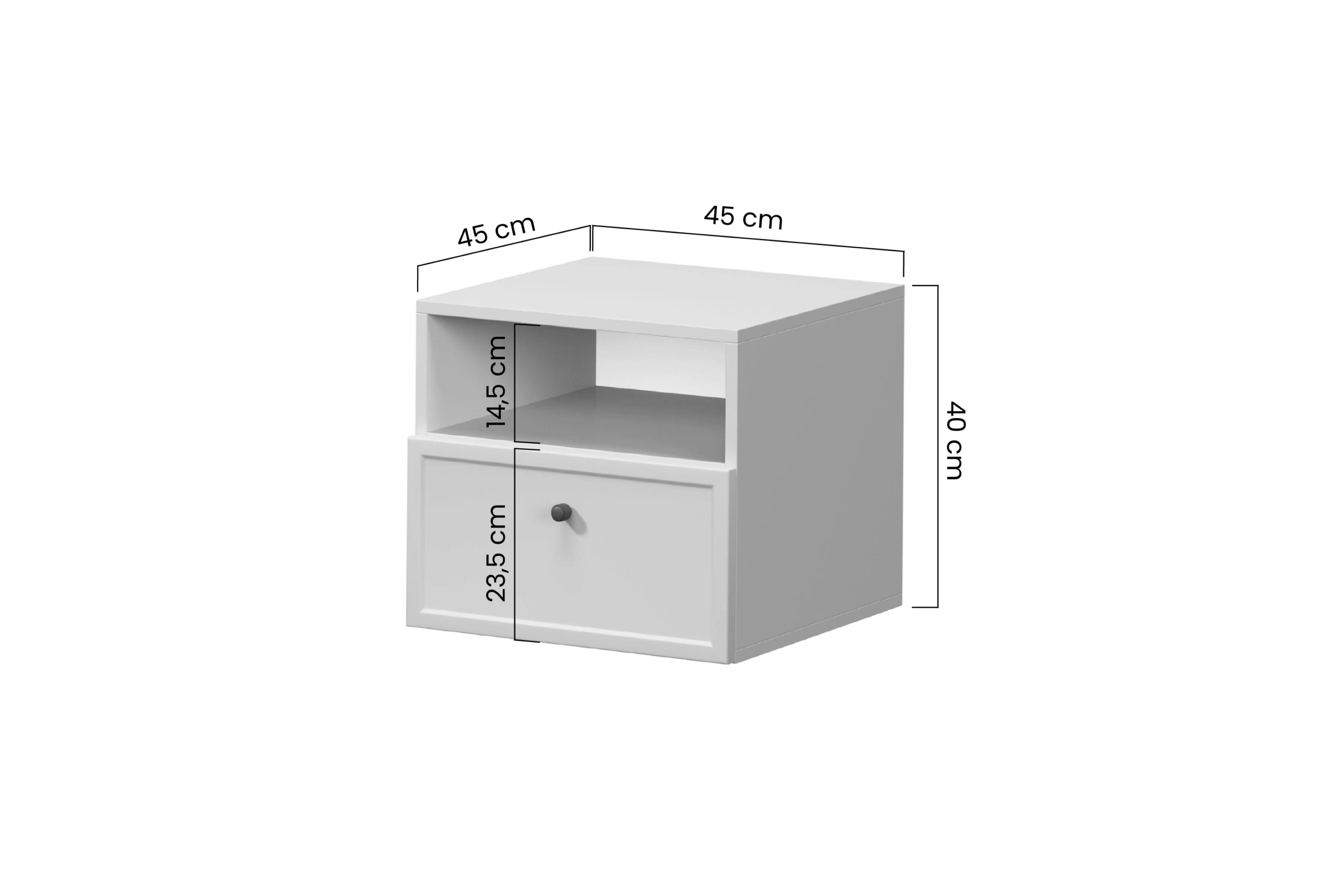 Noční stolek závěsná Lorini z szuflada 45 cm - kašmír / zlatá uchwyt T-bar