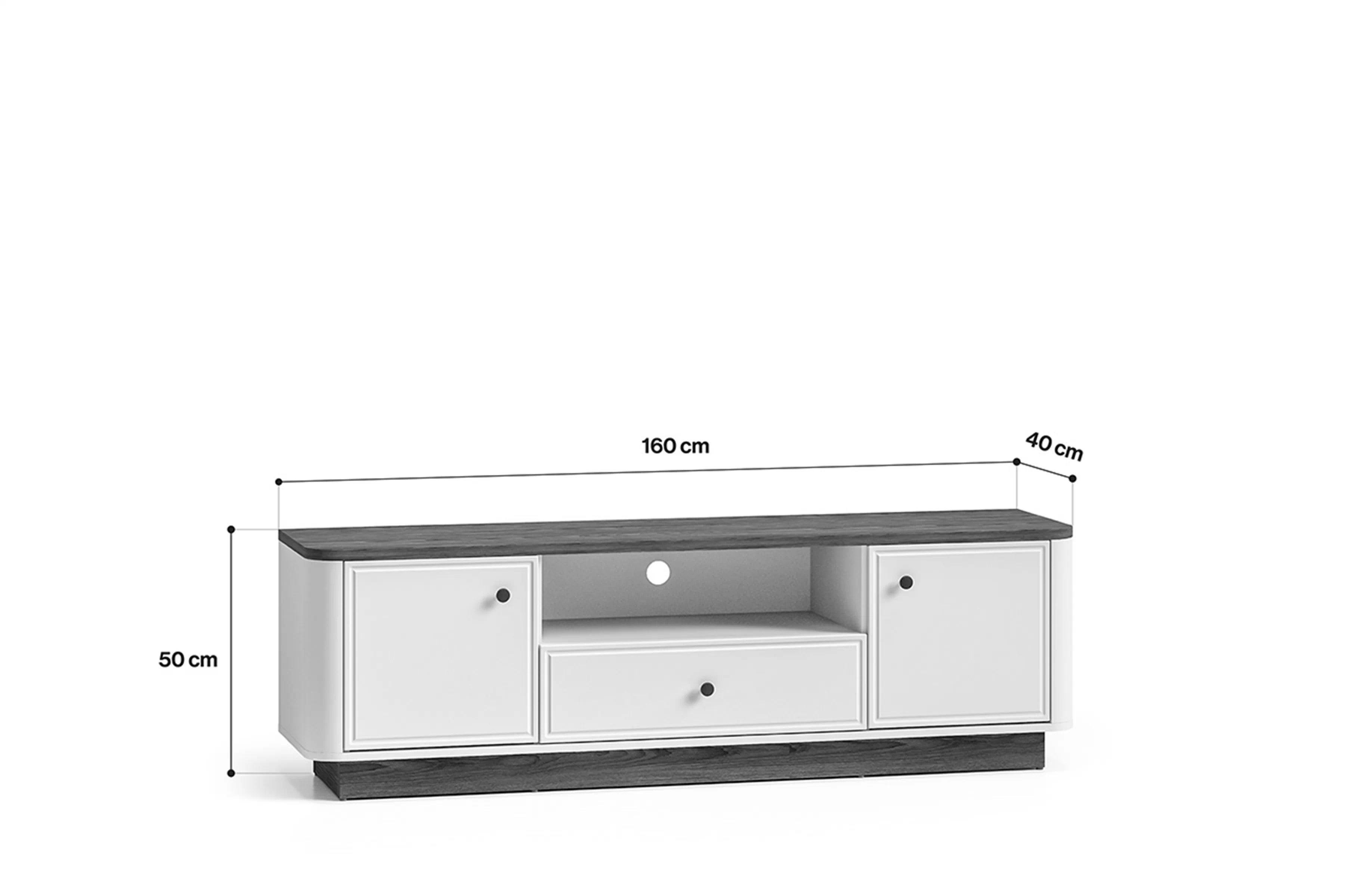 skříňka RTV Amberto 160 cm z szuflada - kašmír / dub windmill dark