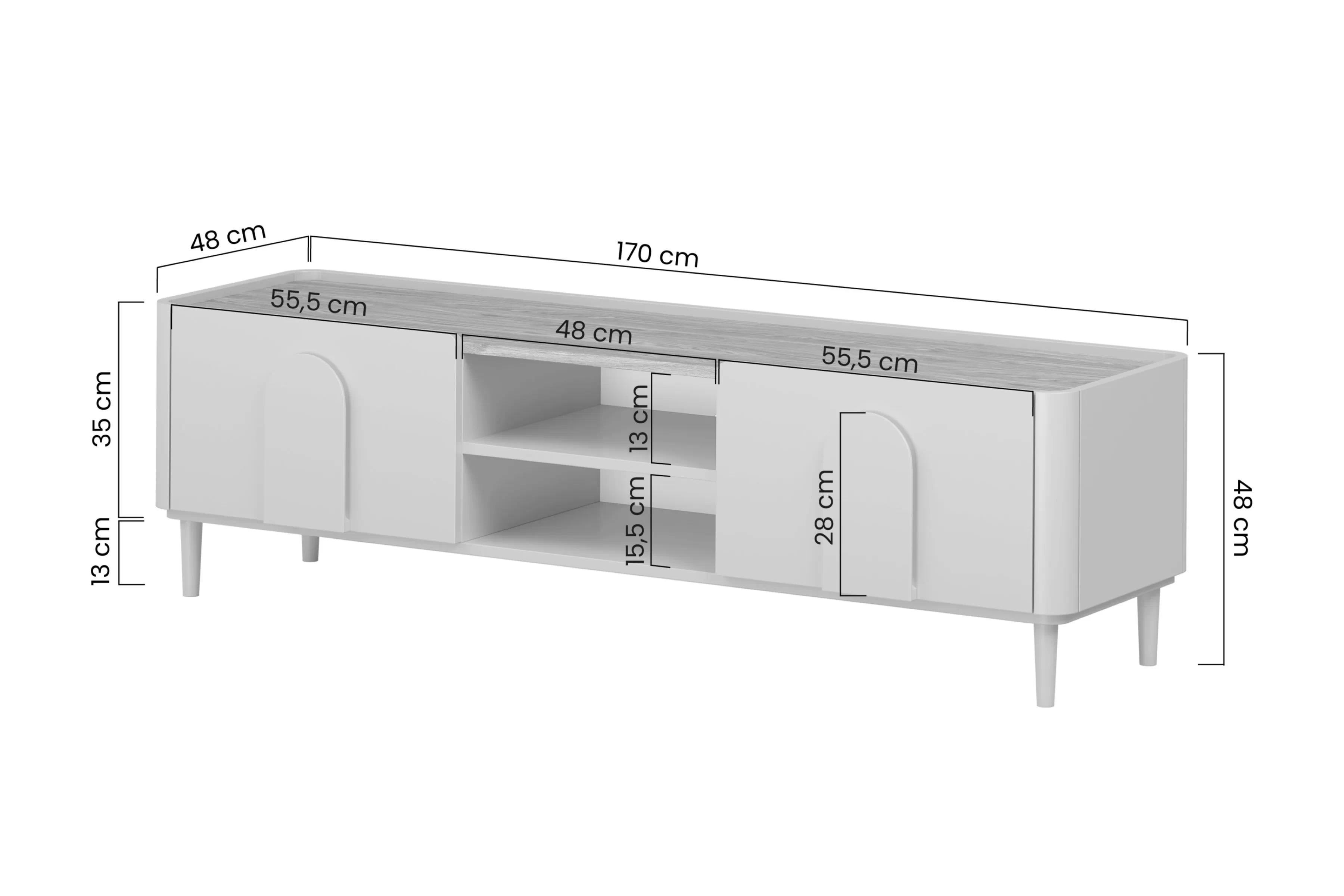 skříňka RTV Amilio 170 cm z szuflada na nožkách - kašmír / dub olejowany / Úchytky kašmír