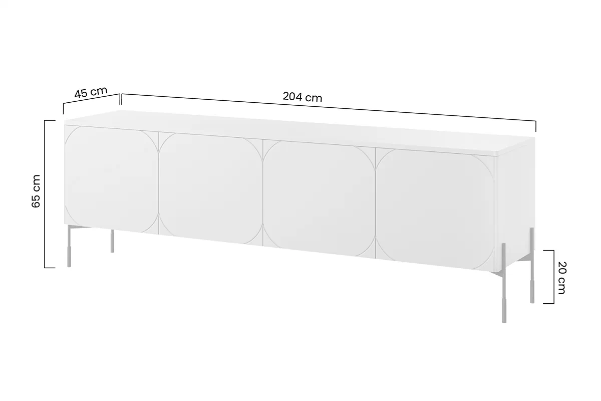 skříňka RTV čtyřdveřová Sonatia na kovových nohách 200 cm - burgund