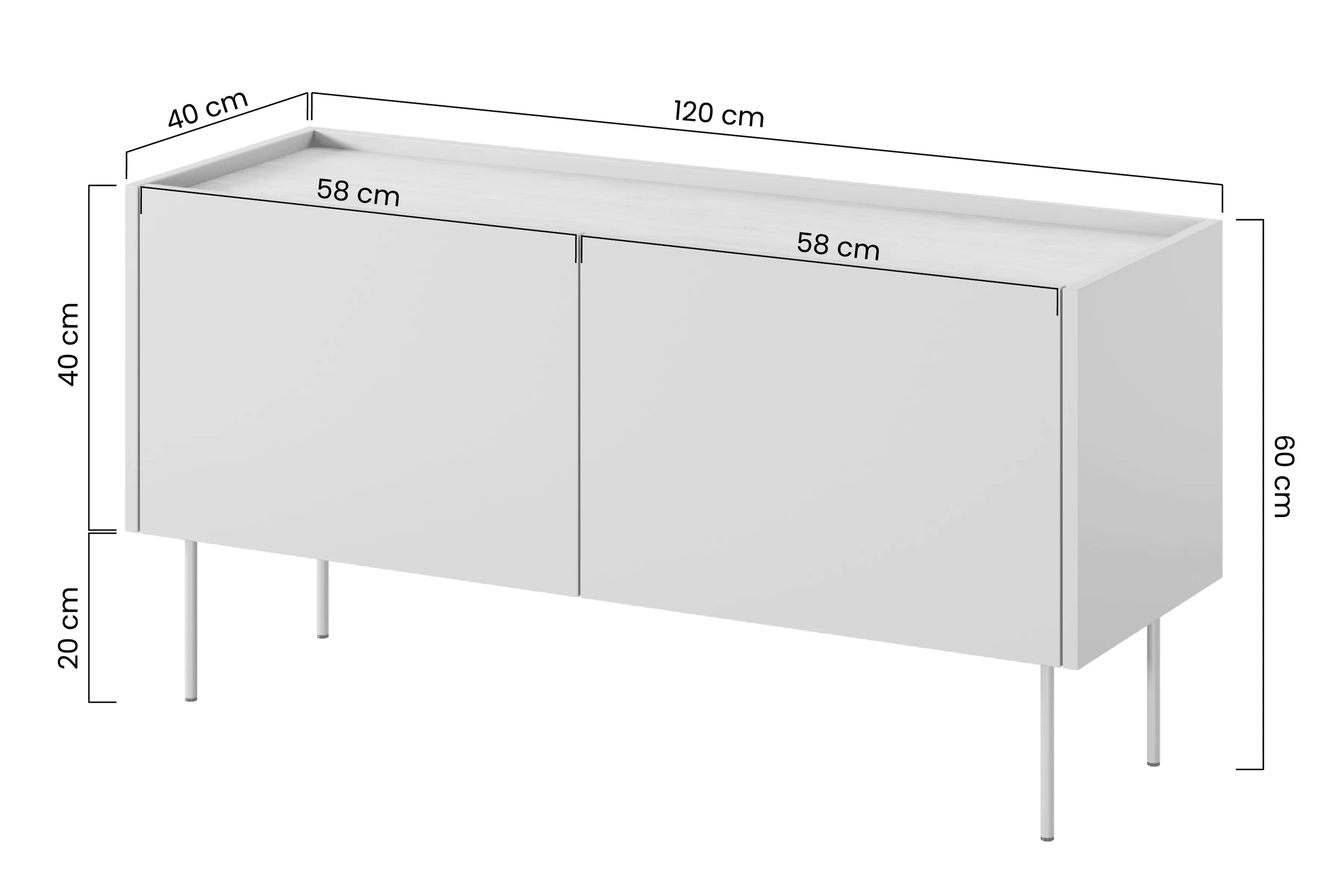 skříňka RTV Desin 120 cm z metalowymi nogami - kašmír / dub nagano
