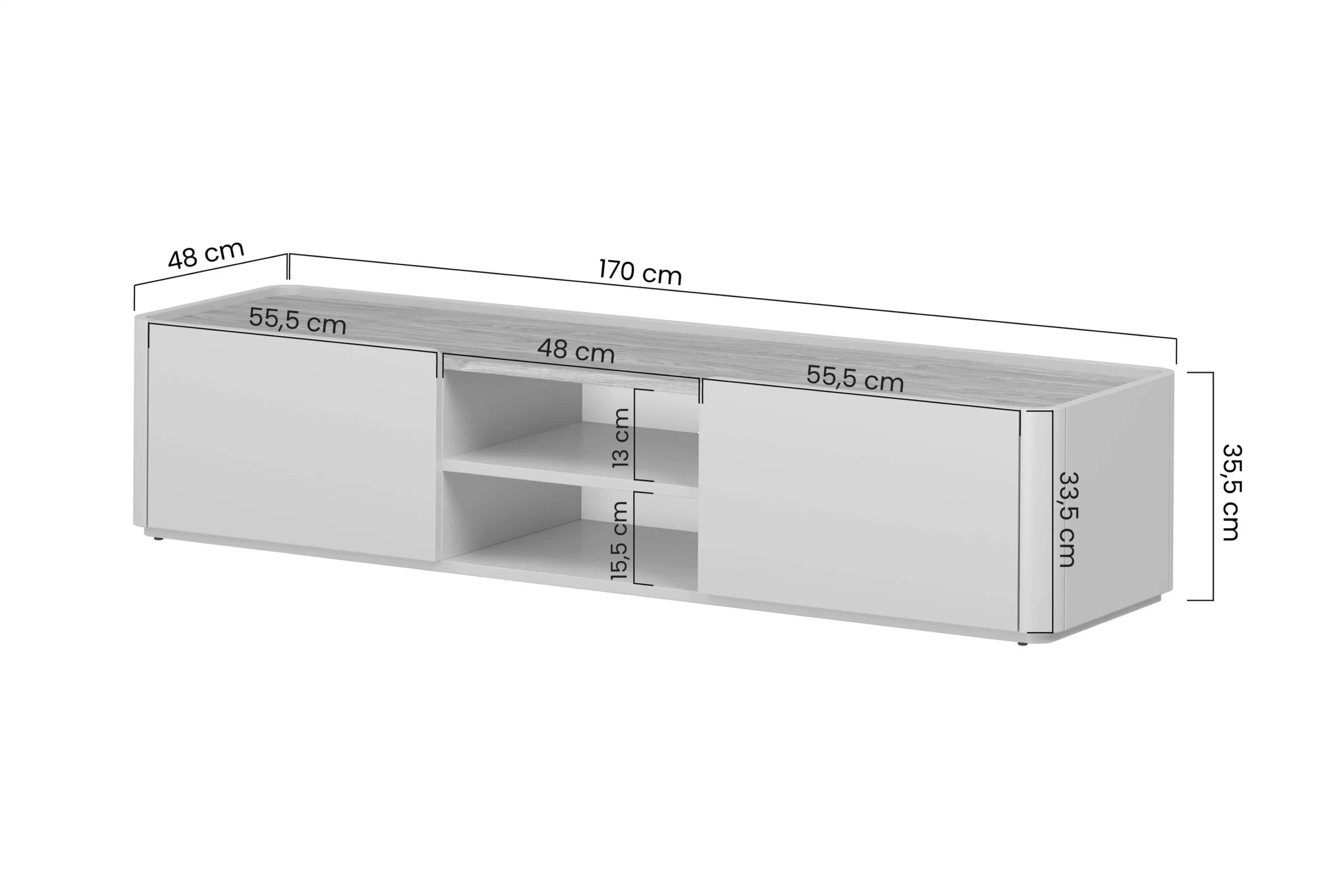 skříňka RTV Elivo 170 cm - eukaliptus / dub baltic dune