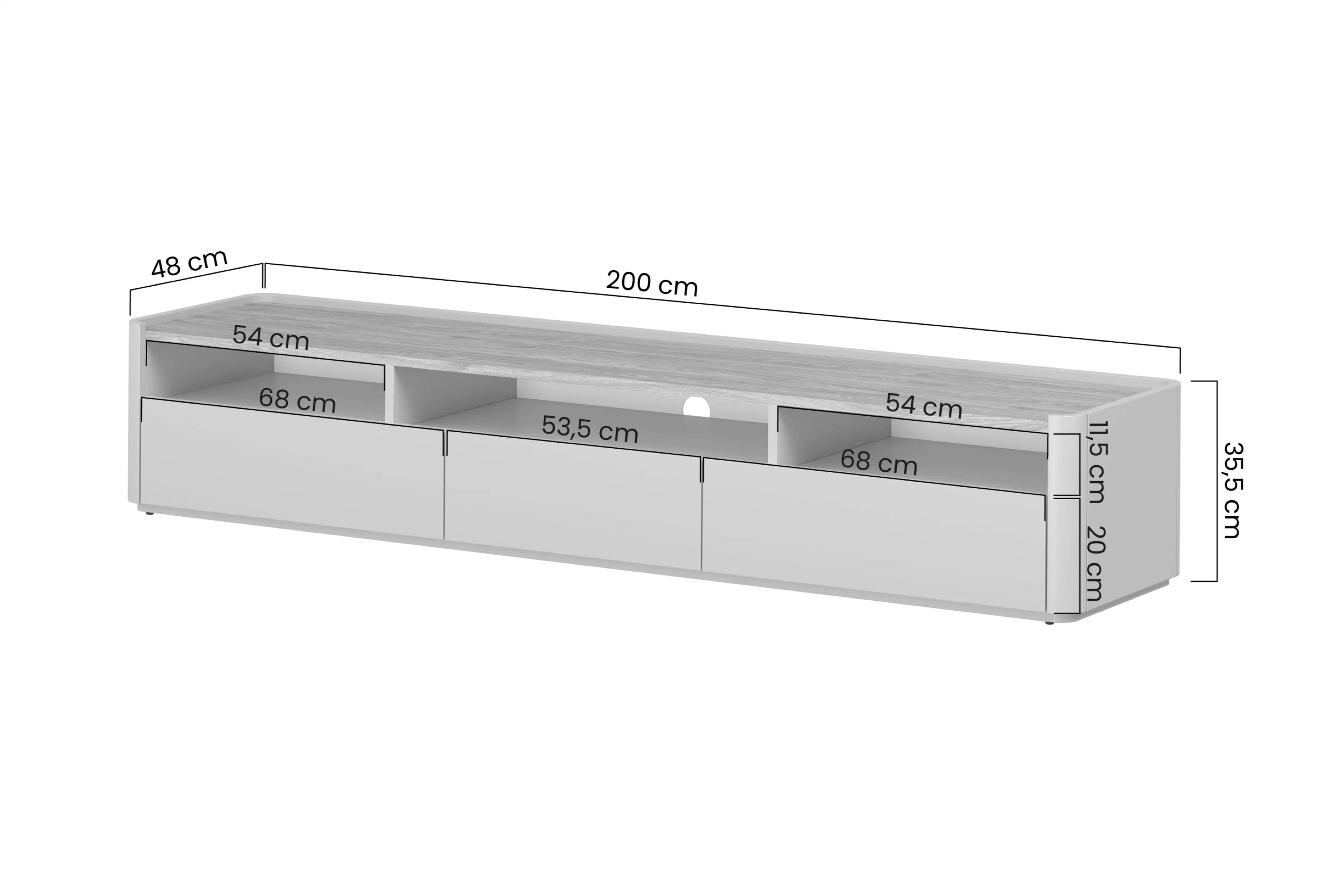 skříňka RTV Elivo 200 cm - kašmír / dub olejowany