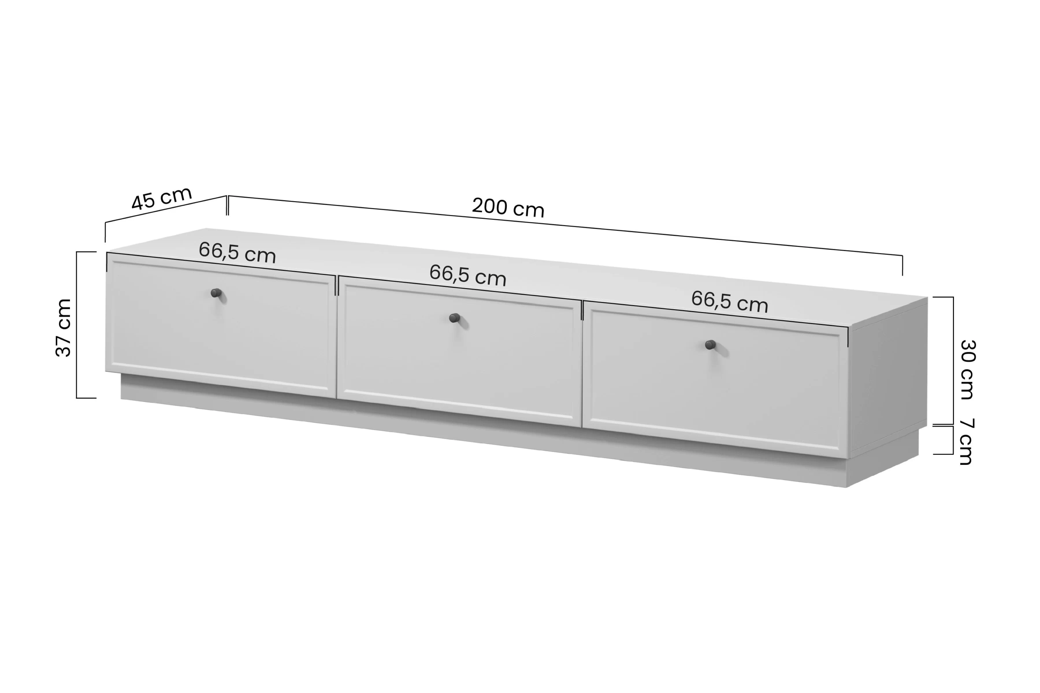 skříňka RTV Lorini 200 cm se zásuvkami - kašmír / zlote Úchytky T-bar