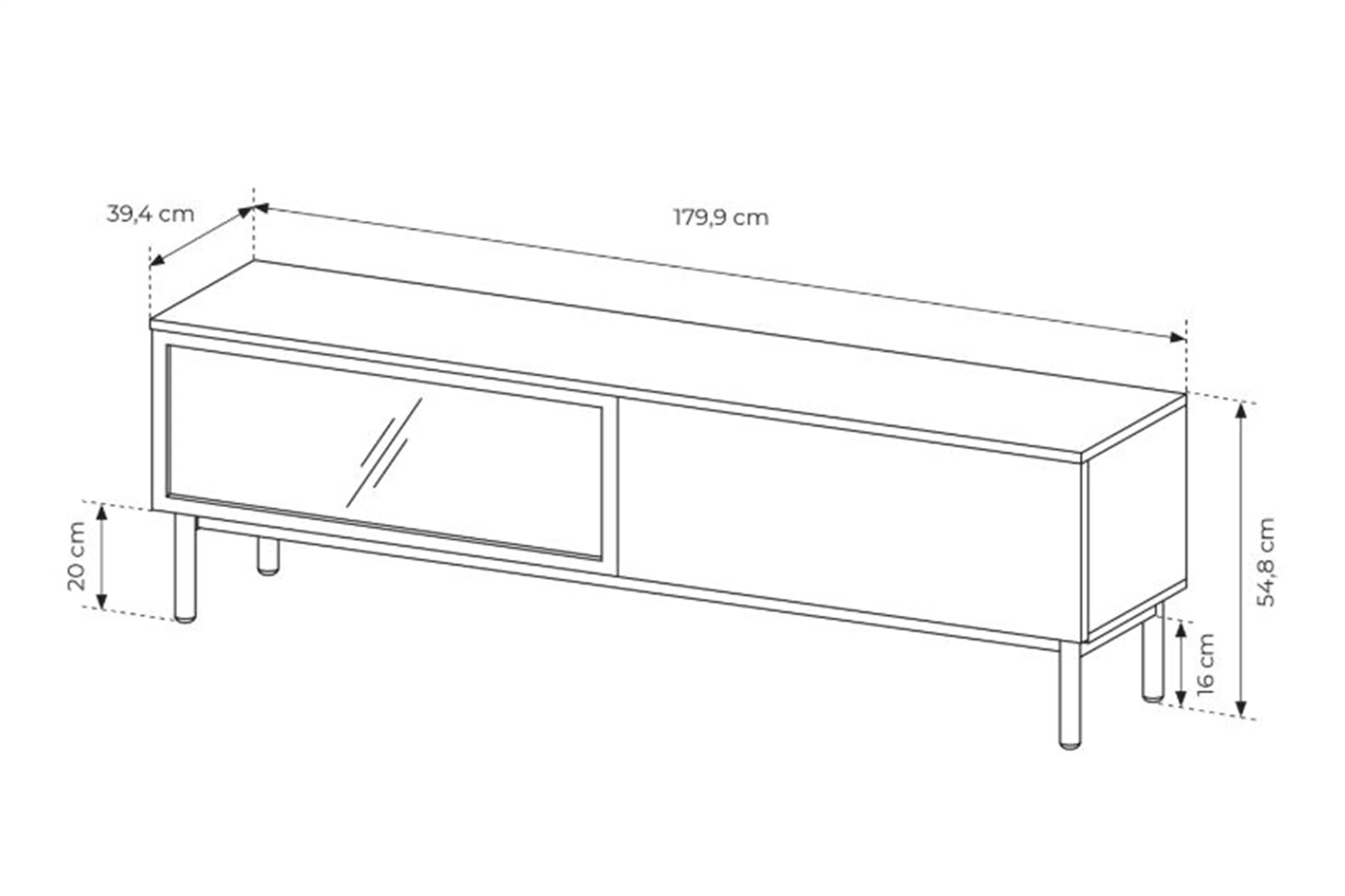 skříňka RTV Noro 180 cm s osvětlením LED - dub evoke / černá