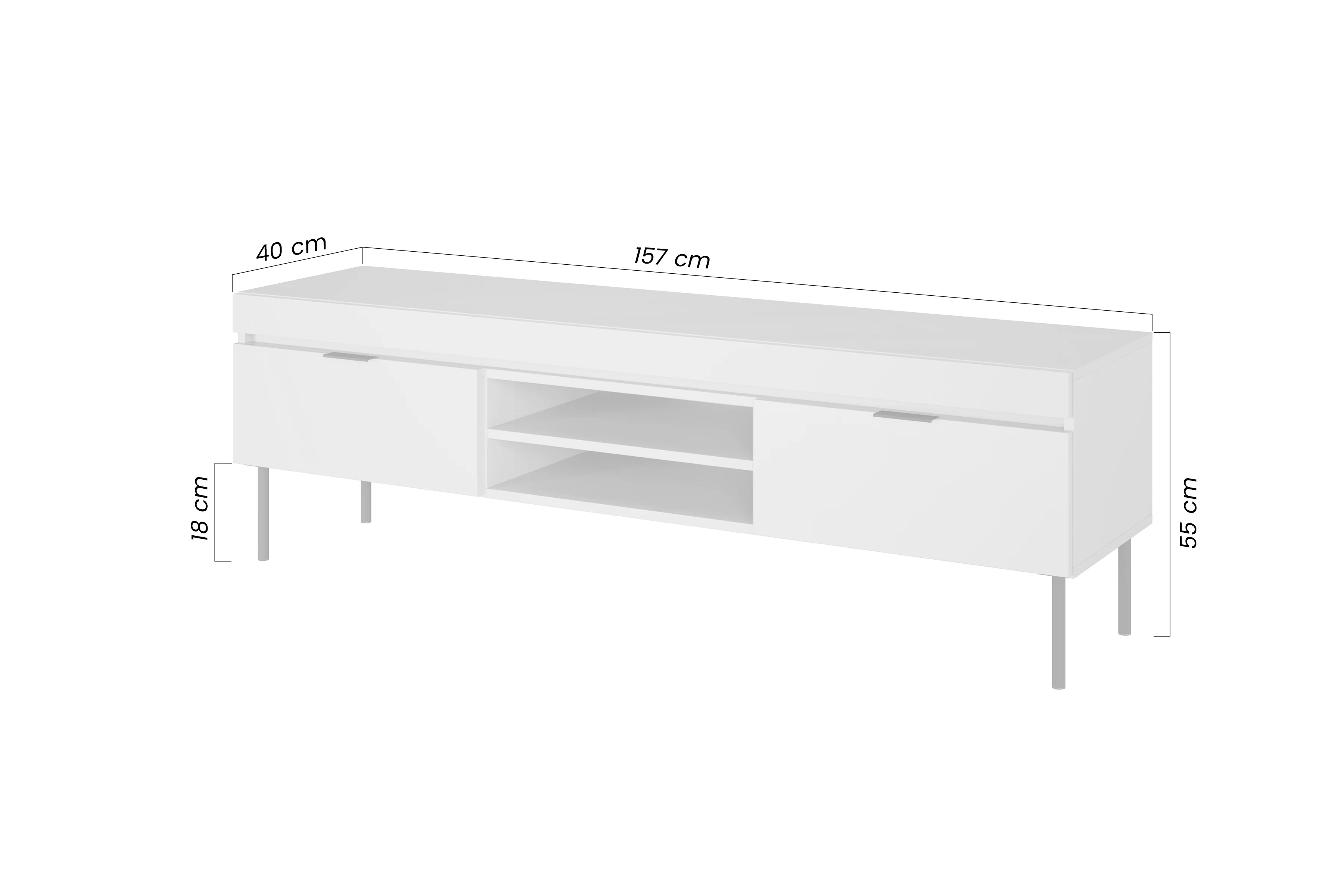 skříňka RTV Sentia 157 na kovových nohách - kašmír/ černá 