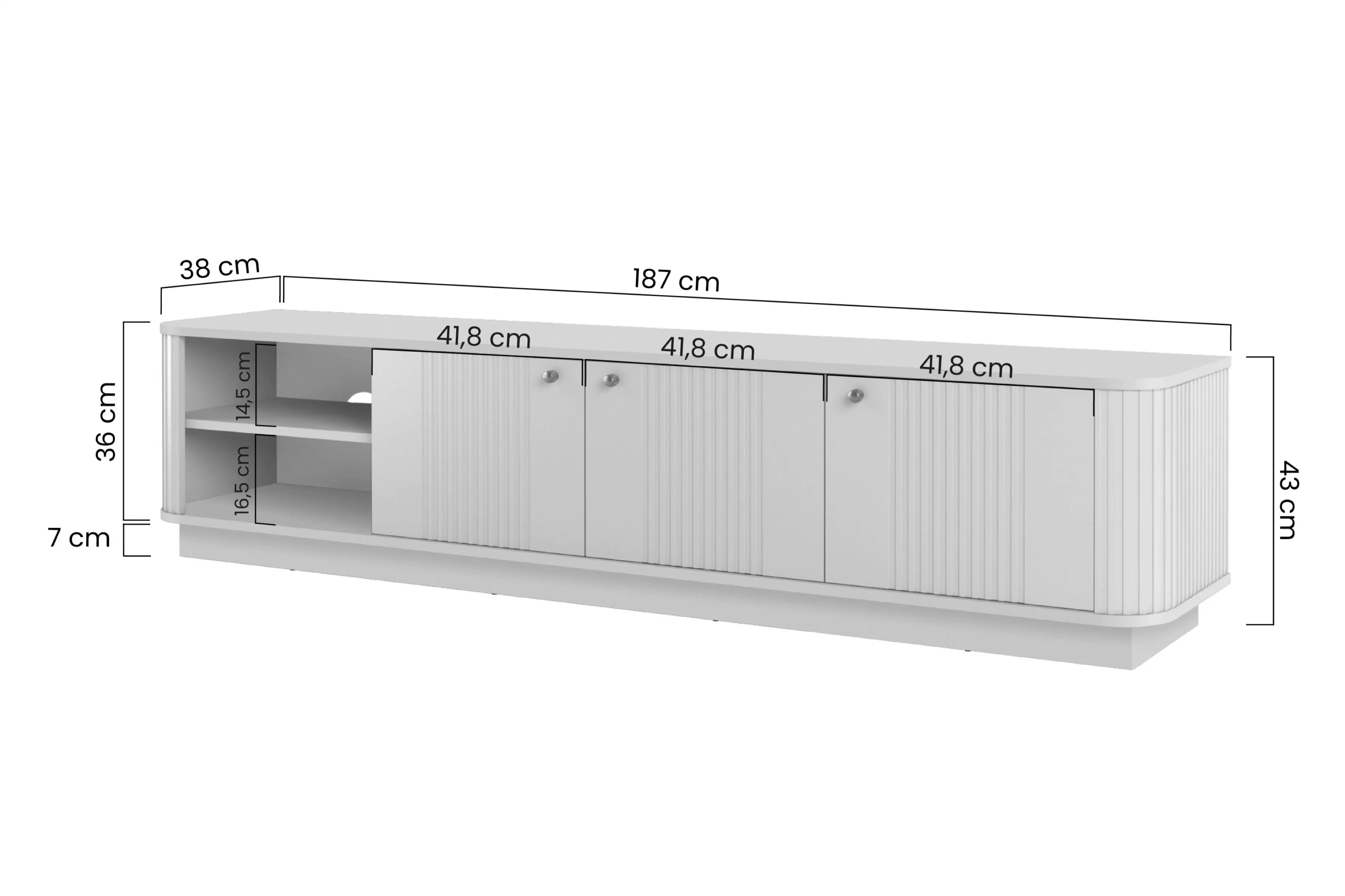 skříňka RTV Vesper 3D 187 cm - černá / černá Úchytky