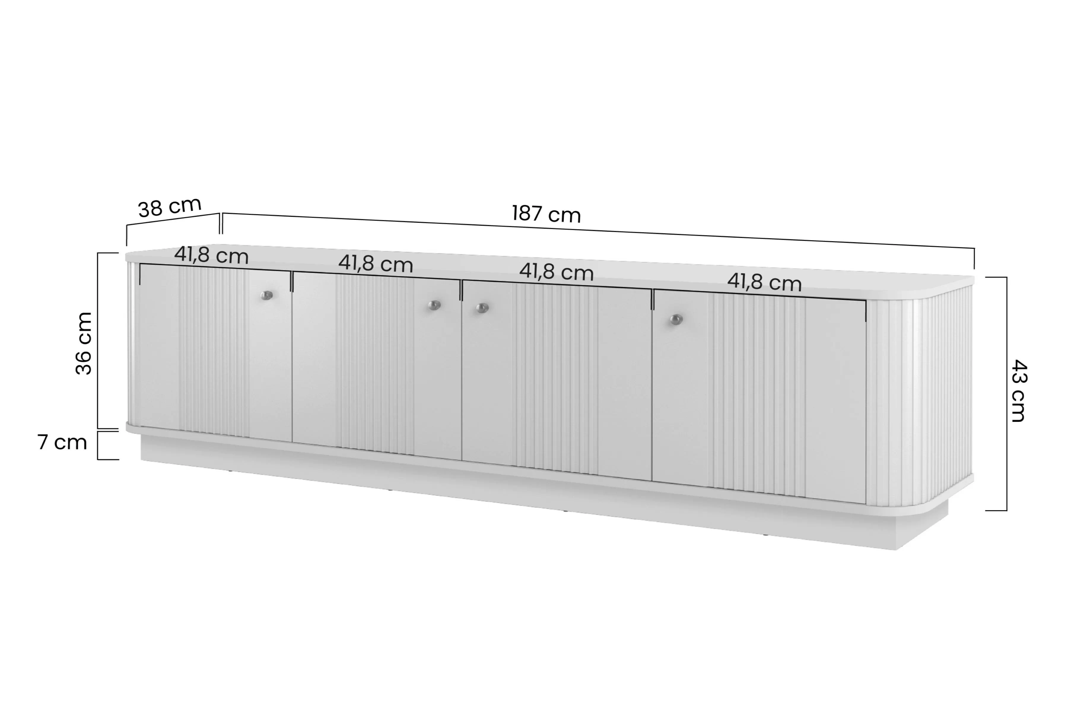 skříňka RTV Vesper 4D 187 cm - černá / černá Úchytky