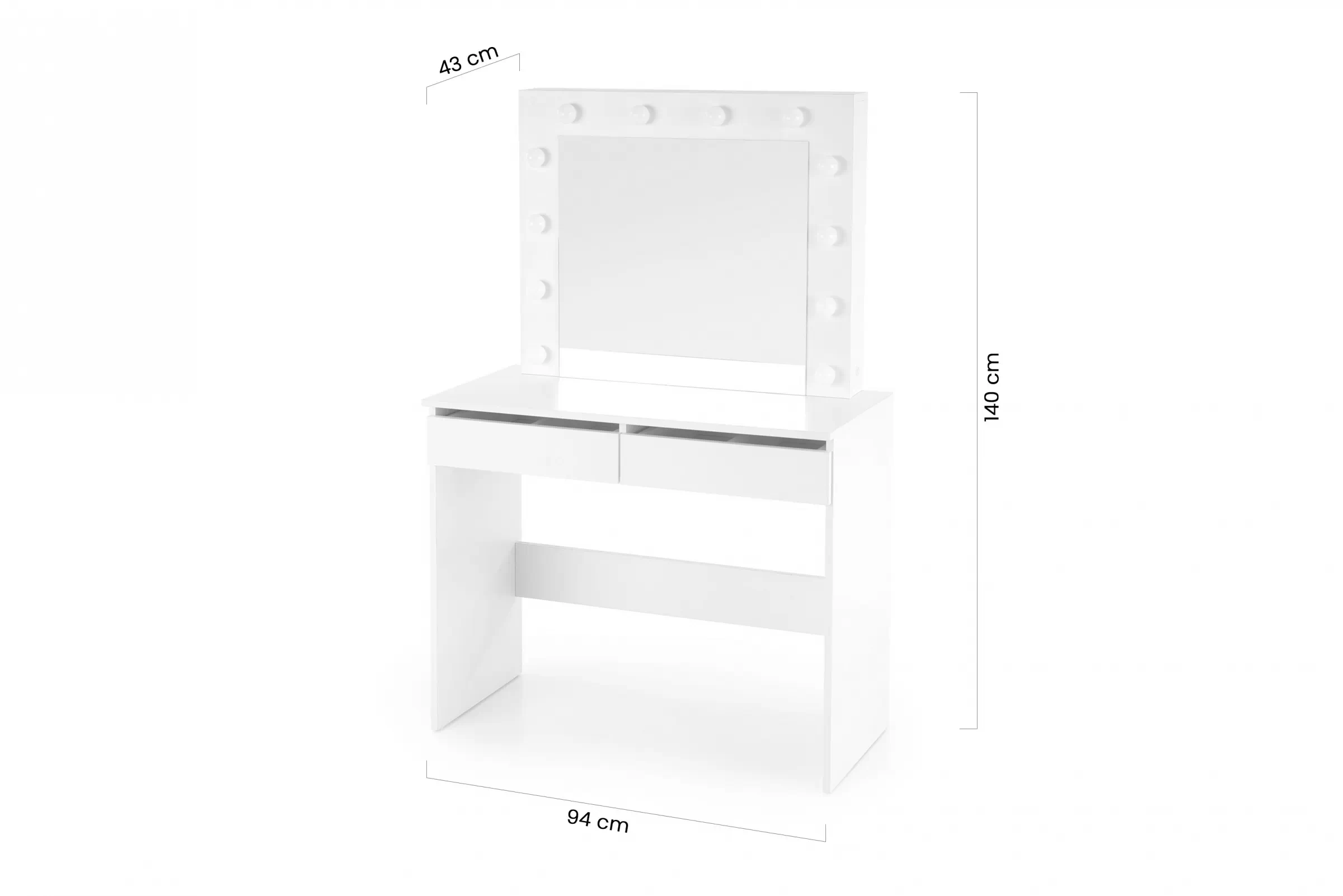 Toaletní stolek Velinio 95 cm - bílá