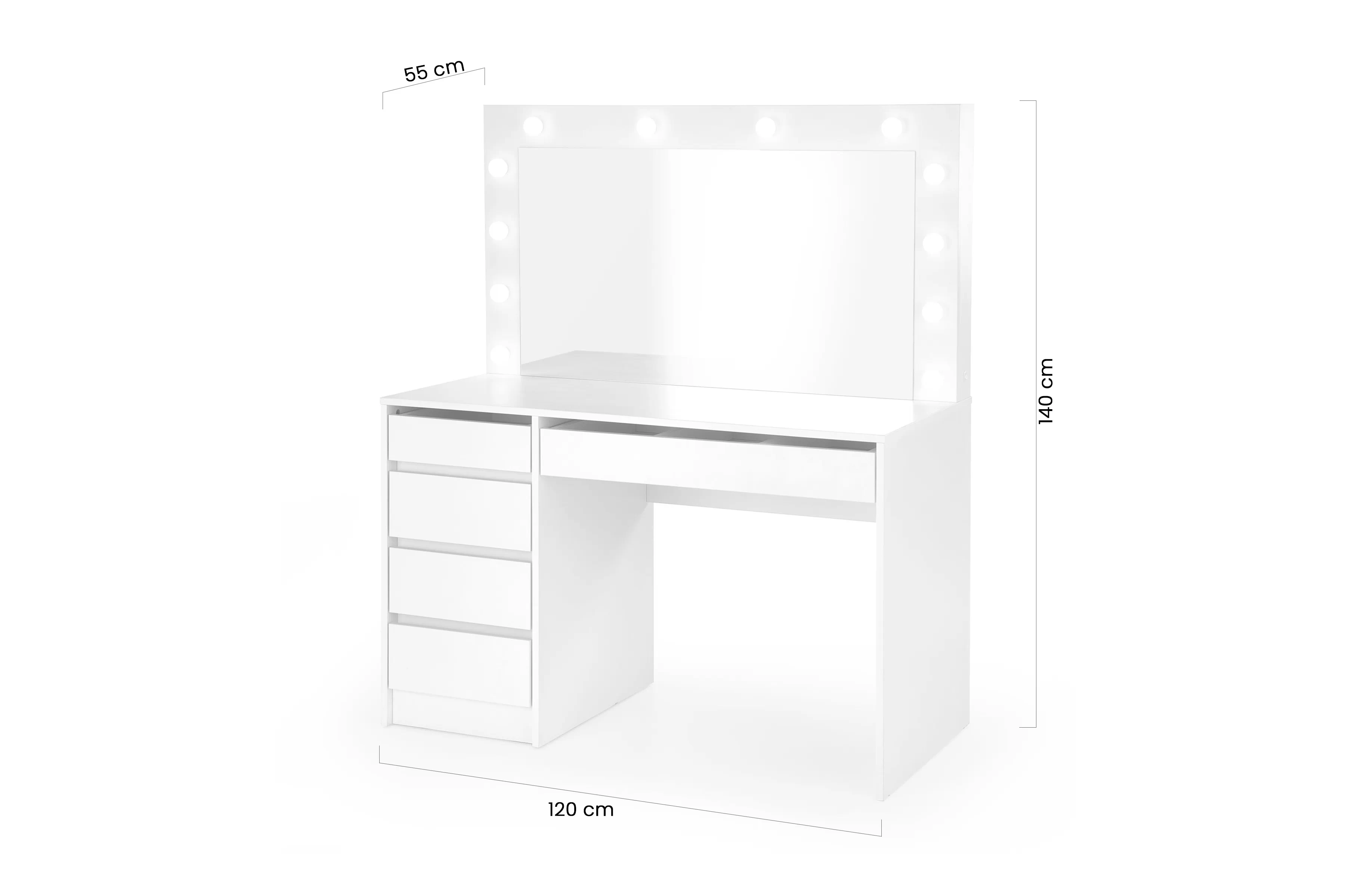 Toaletní stolek Velinio XL 120 cm - bílá