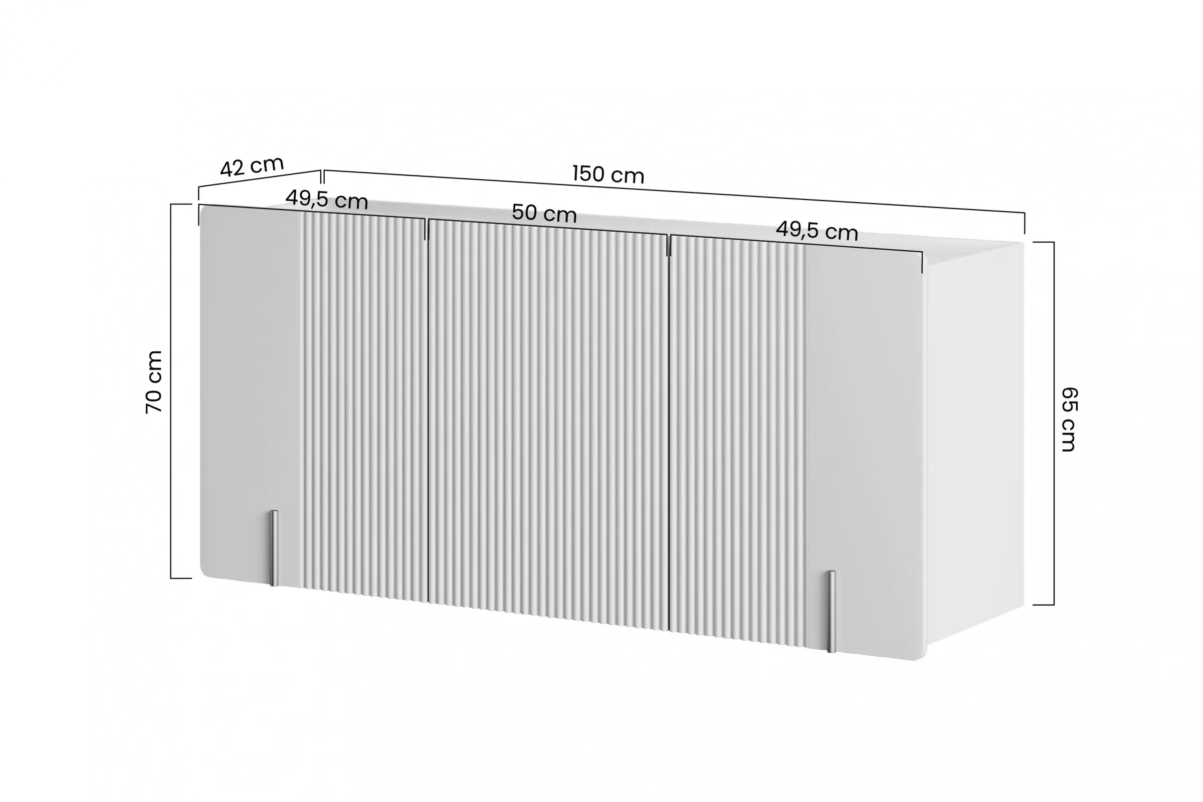 závěsná Komoda třídveřová Malmi 150 cm - kašmír / crema bianca / černá elementy