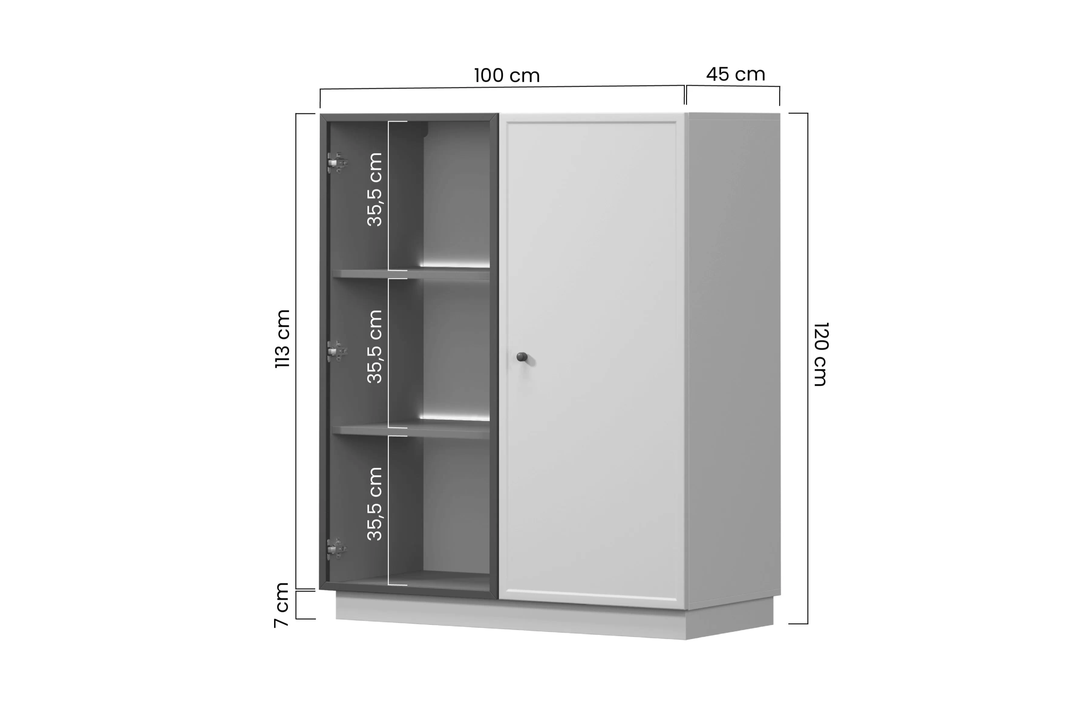 Vitrína Lorini pro obývacího pokoje 100 cm - kašmír / černá uchwyt T-bar