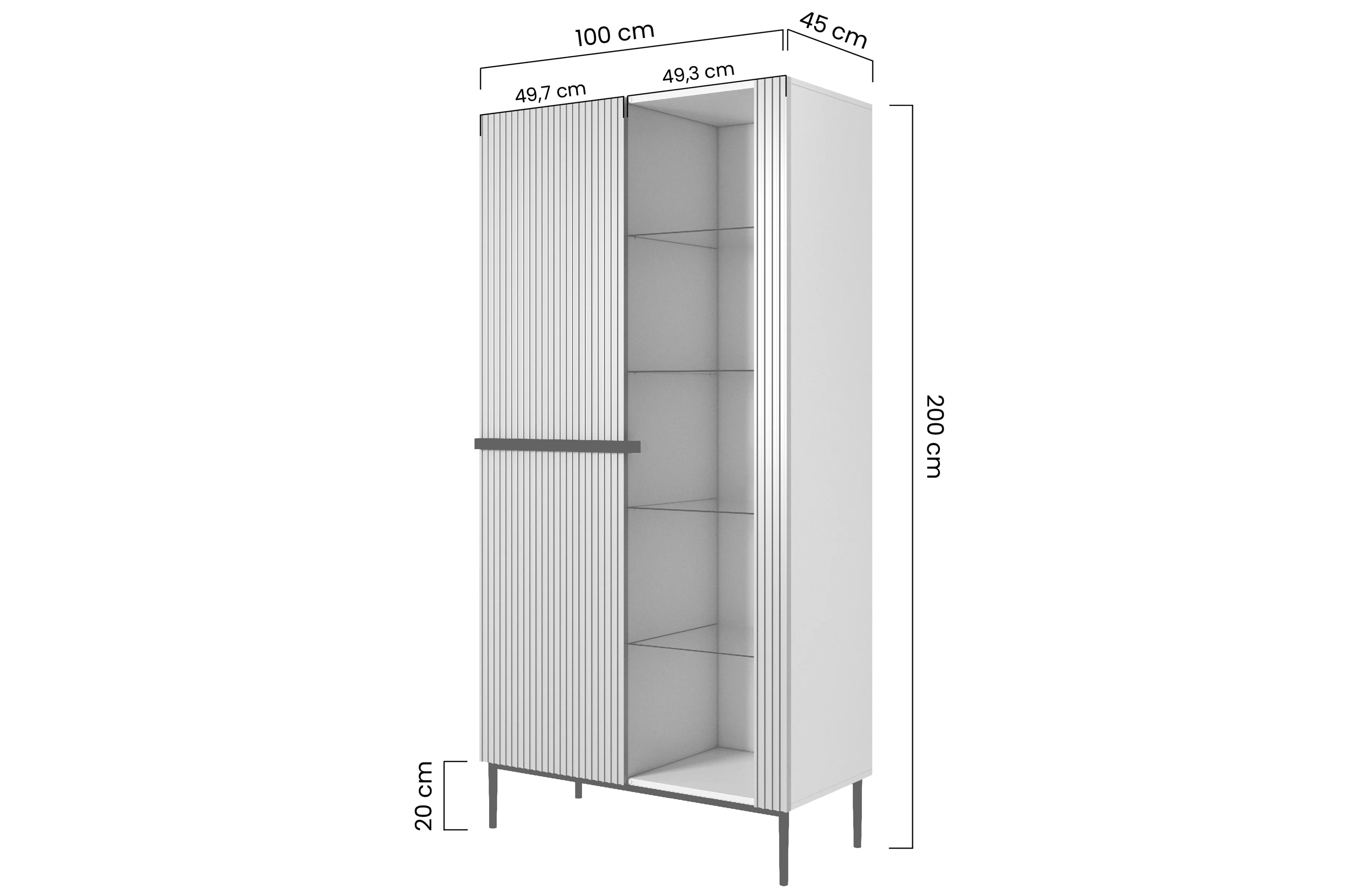 Vitrína Nicole na kovových nohách 100 cm - černá mat / zlaté nozki