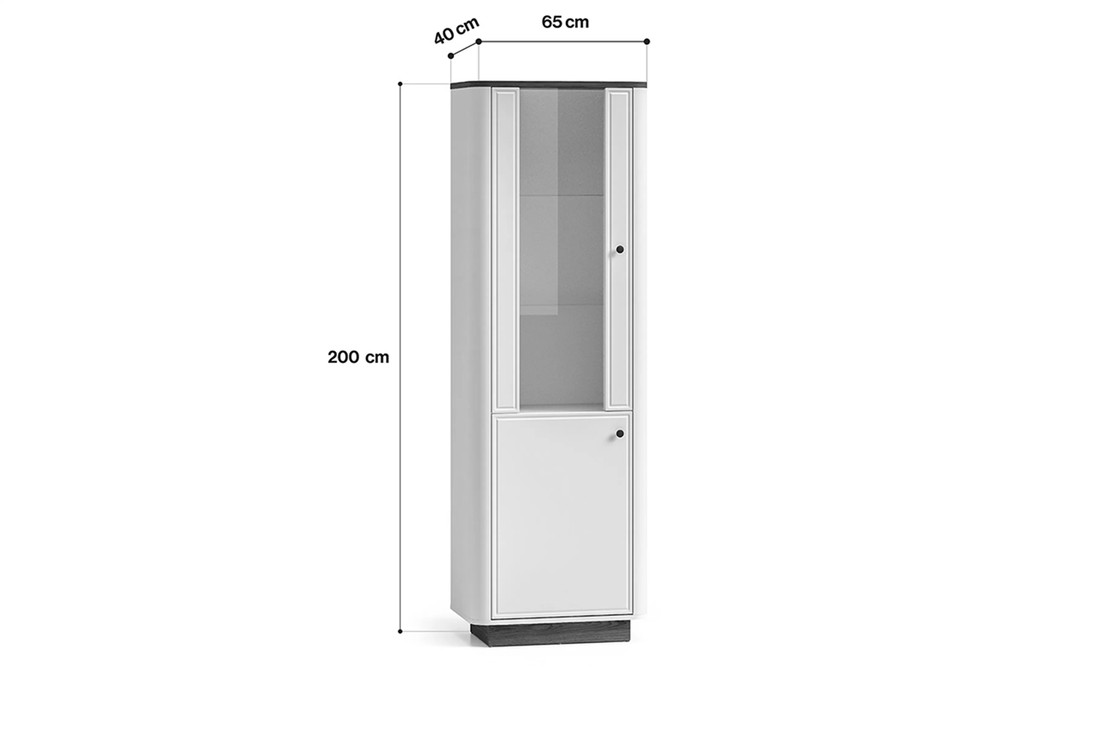 Vitrína vysoká Amberto 65 cm - kašmír / dub windmill dark