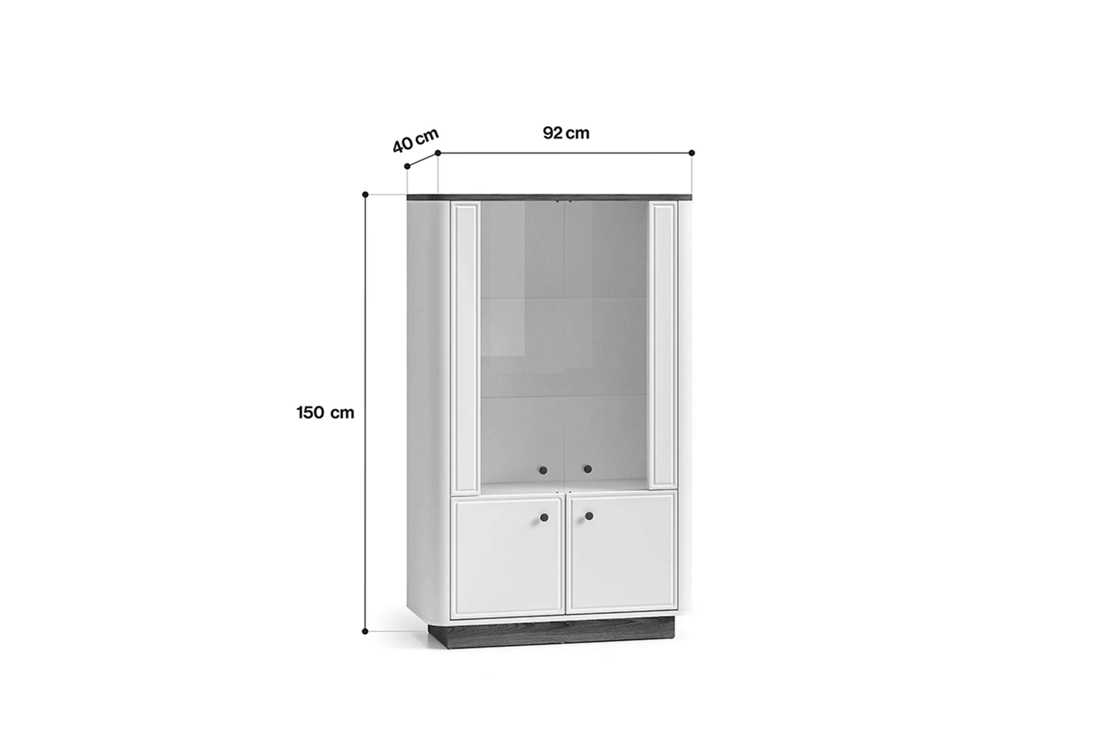 Vitrína vysoká Amberto 92 cm - kašmír / dub windmill dark